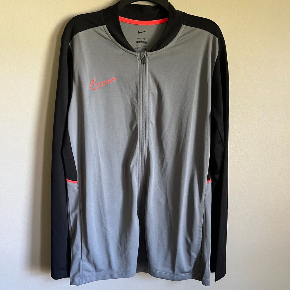 NWT Nike Academy Dri-FIT Track Jacket Men's L Gray Black HJ3773-065 Slim Fit